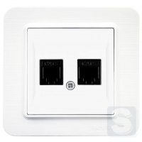 Розетка компьютерная двойная RJ45х2 cat 6 Arvia Electric Lavin Белый